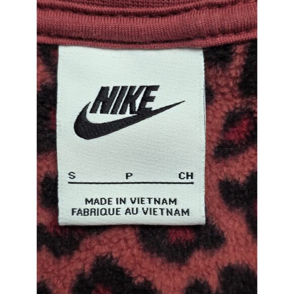 Nike Sportswear Women Small Oversized Crewneck Fleece Sweatshirt Leopard Animal - Picture 2 of 6